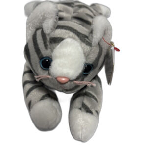 TY Beanie Baby Prance The Tabby Cat 1997 Grey Stripped Plush Stuffed Animal New